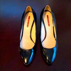 Prada Black Patent Heels